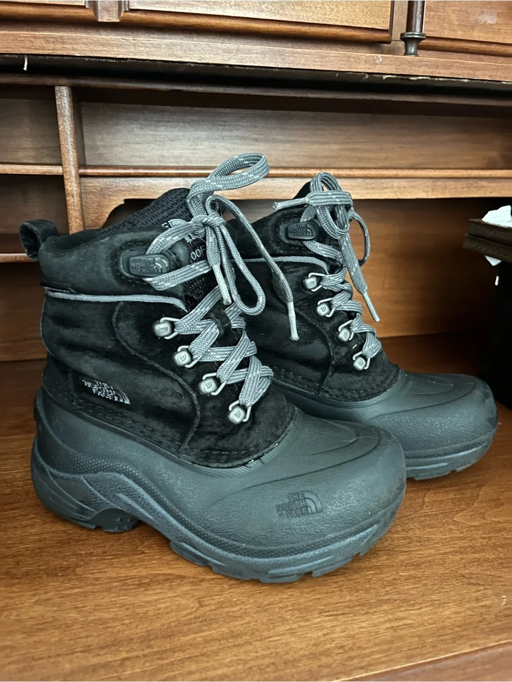 The North Face Black and Gray Kids Winter Boots